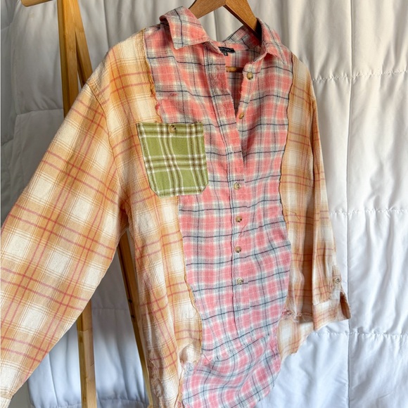 Papermoon Plaid Button Down Shirt - Pink and Green - Picture 7 of 8
